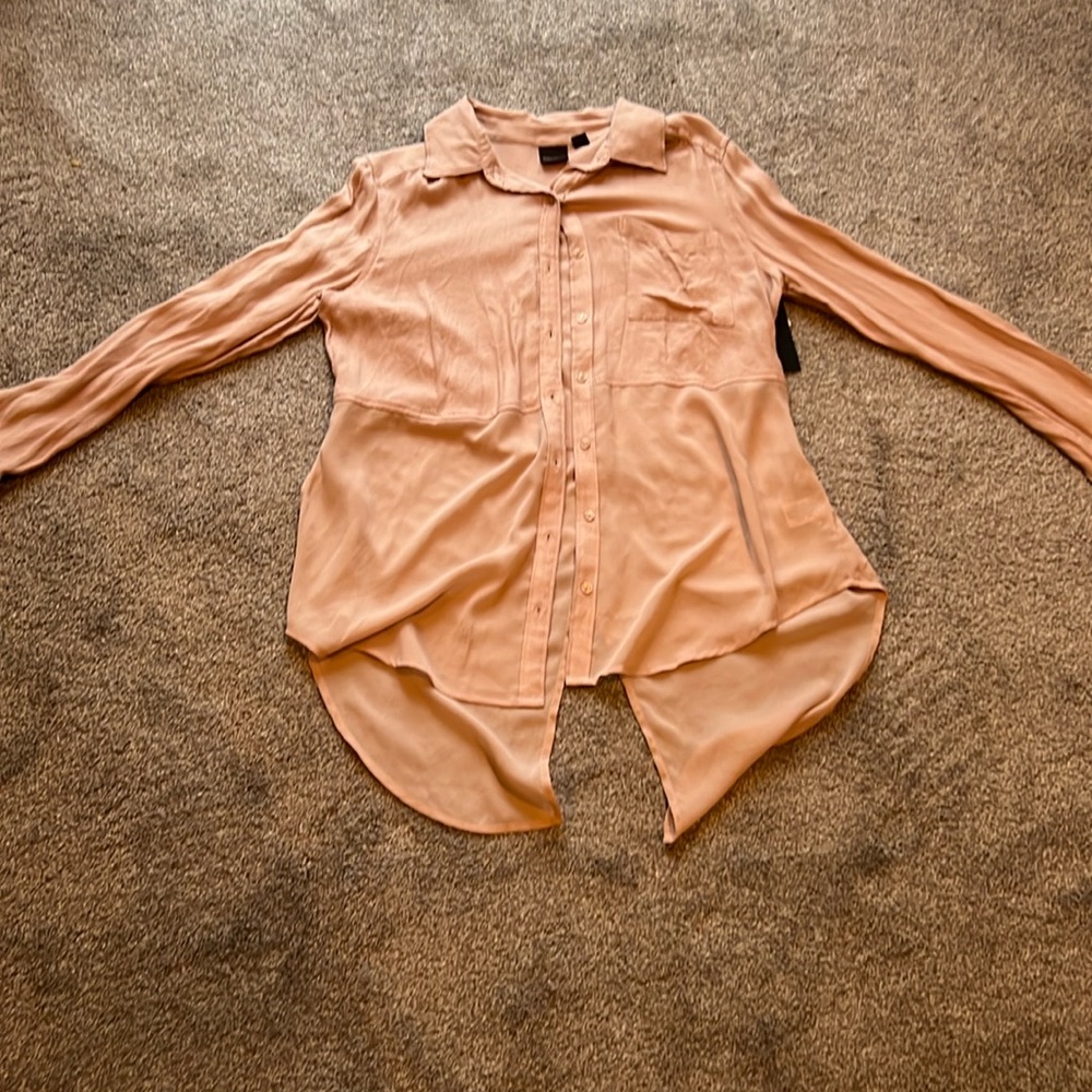 Pink free press long sleeve button down